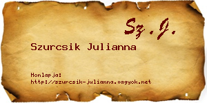 Szurcsik Julianna névjegykártya